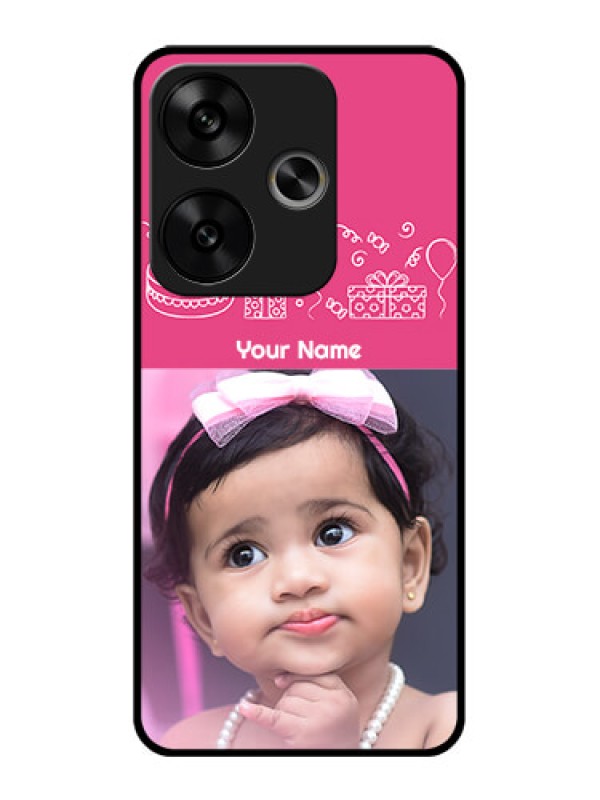 Custom Poco F6 5G Custom Glass Phone CaseWith Birthday Line Art Design