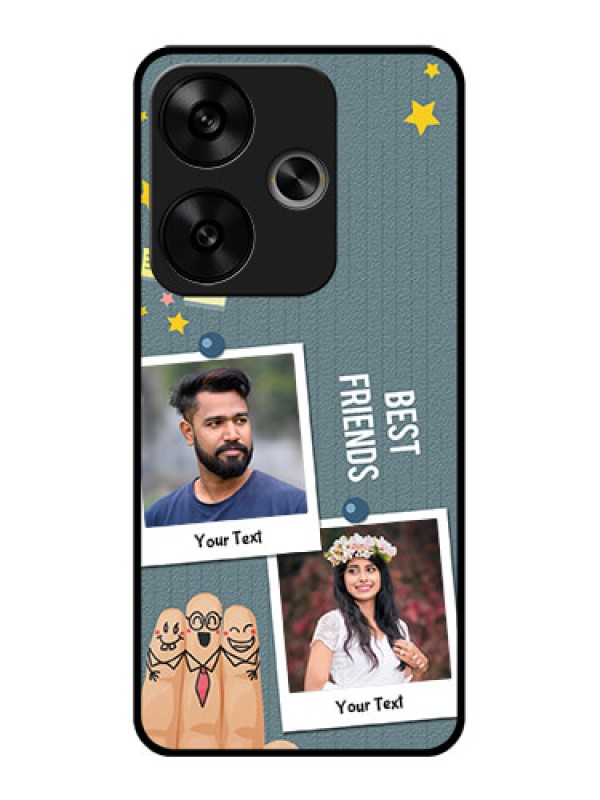 Custom Poco F6 5G Custom Glass Phone CaseSticky Frames And Friendship Design
