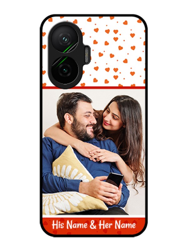 Custom Poco F7 5G Custom Glass Phone Case - Orange Love Symbol Design
