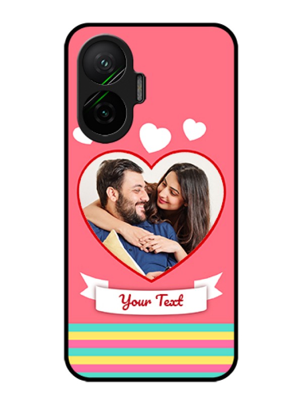 Custom Poco F7 5G Custom Glass Phone Case - Love Shapes Doodle Design