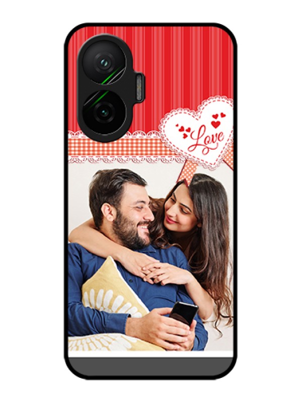 Custom Poco F7 5G Custom Glass Phone Case - Red Love Pattern Design