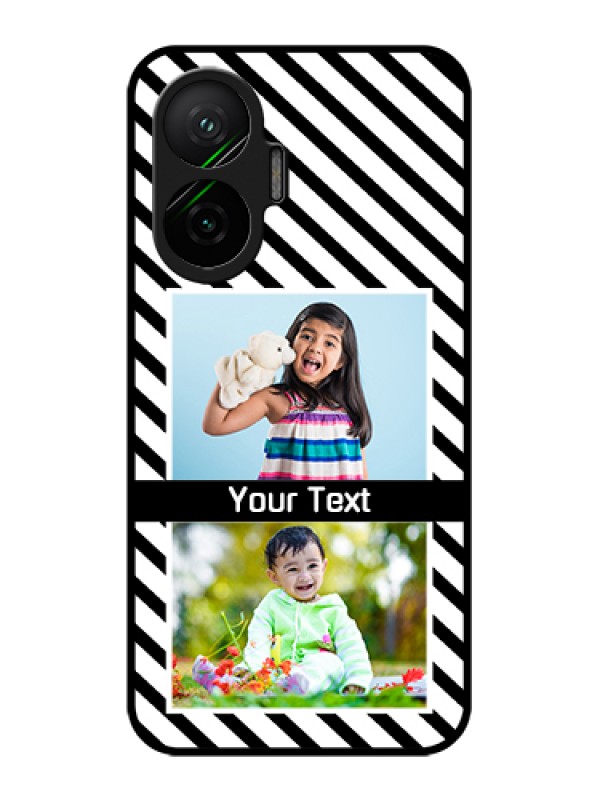 Custom Poco F7 5G Custom Glass Phone Case - Black And White Stripes Design