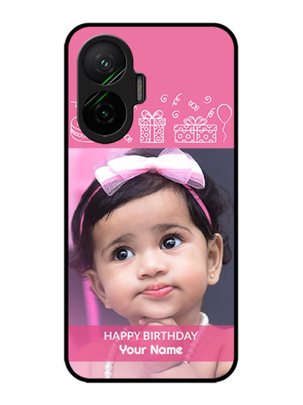 Custom Poco F7 5G Custom Glass Phone Case - With Birthday Line Art Design