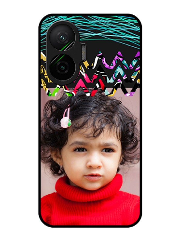Custom Poco F7 5G Custom Glass Phone Case - Neon Abstract Design