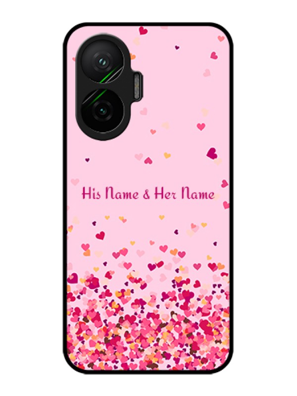 Custom Poco F7 5G Custom Glass Phone Case - Floating Hearts Design