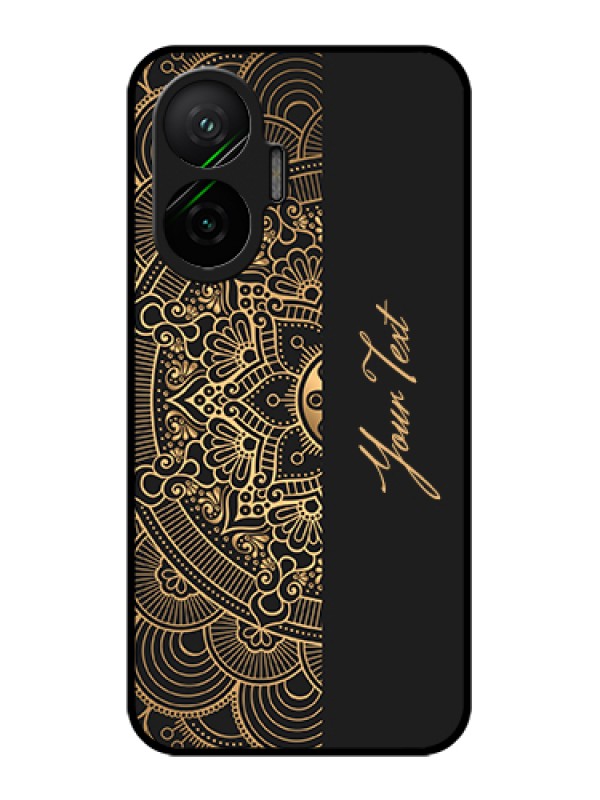 Custom Poco F7 5G Custom Glass Phone Case - Mandala Art With Custom Text Design