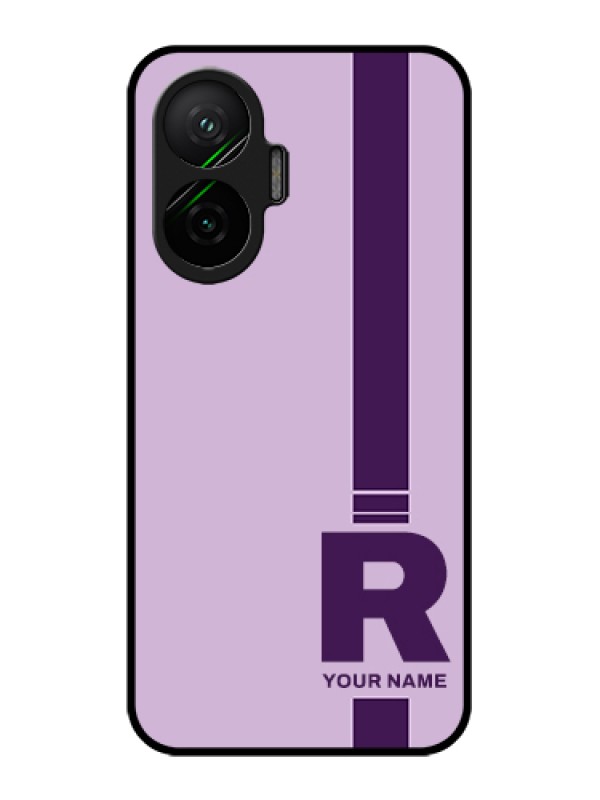 Custom Poco F7 5G Custom Glass Phone Case - Simple Dual Tone Stripe With Name Design