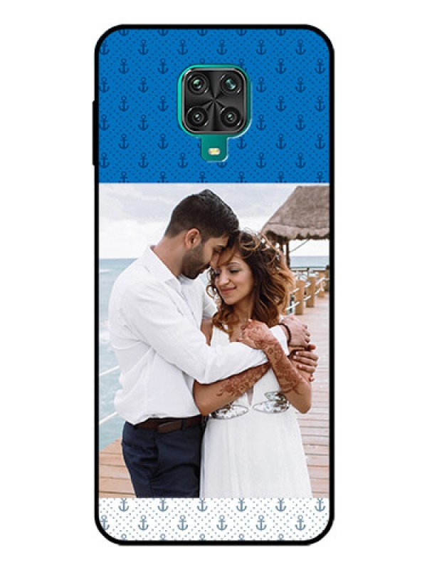 Custom Poco M2 Pro Photo Printing on Glass Case  - Blue Anchors Design