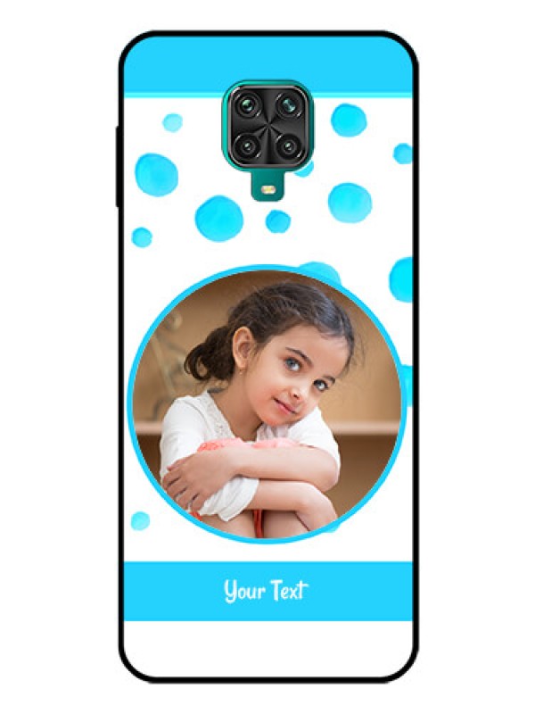 Custom Poco M2 Pro Photo Printing on Glass Case  - Blue Bubbles Pattern Design