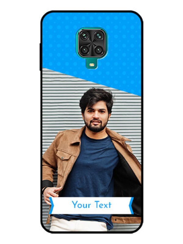 Custom Poco M2 Pro Photo Printing on Glass Case  - Simple Blue Color Design