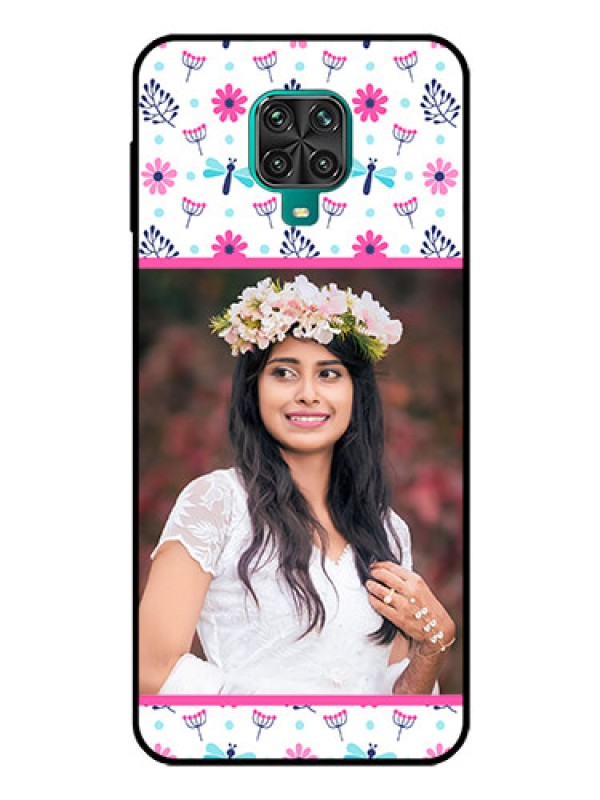 Custom Poco M2 Pro Photo Printing on Glass Case  - Colorful Flower Design
