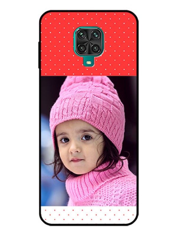 Custom Poco M2 Pro Photo Printing on Glass Case  - Red Pattern Design