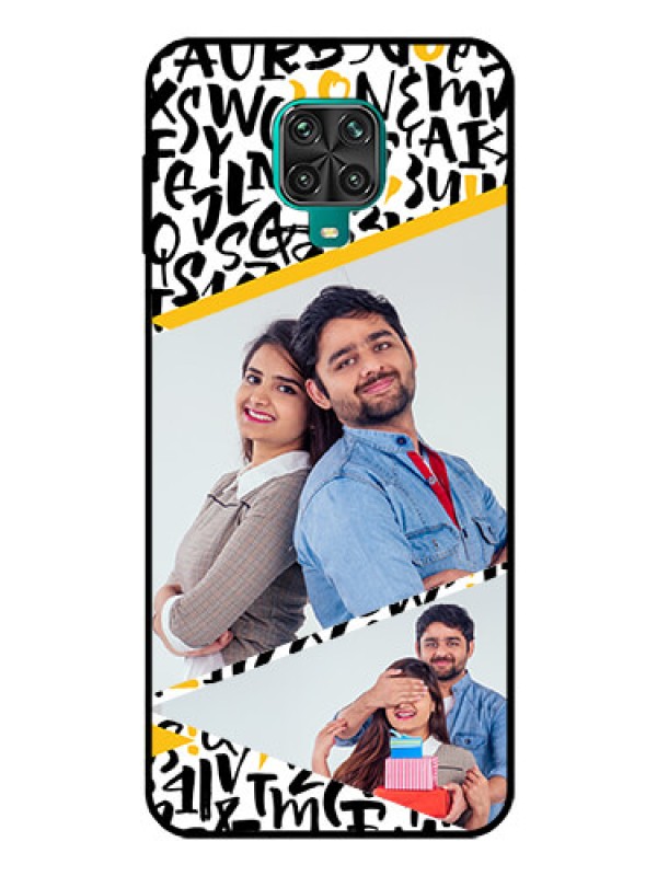 Custom Poco M2 Pro Custom Glass Mobile Case  - Letters Pattern Design