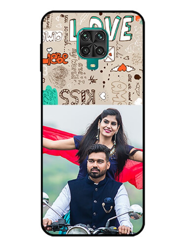 Custom Poco M2 Pro Custom Glass Phone Case  - Love Doodle Pattern 