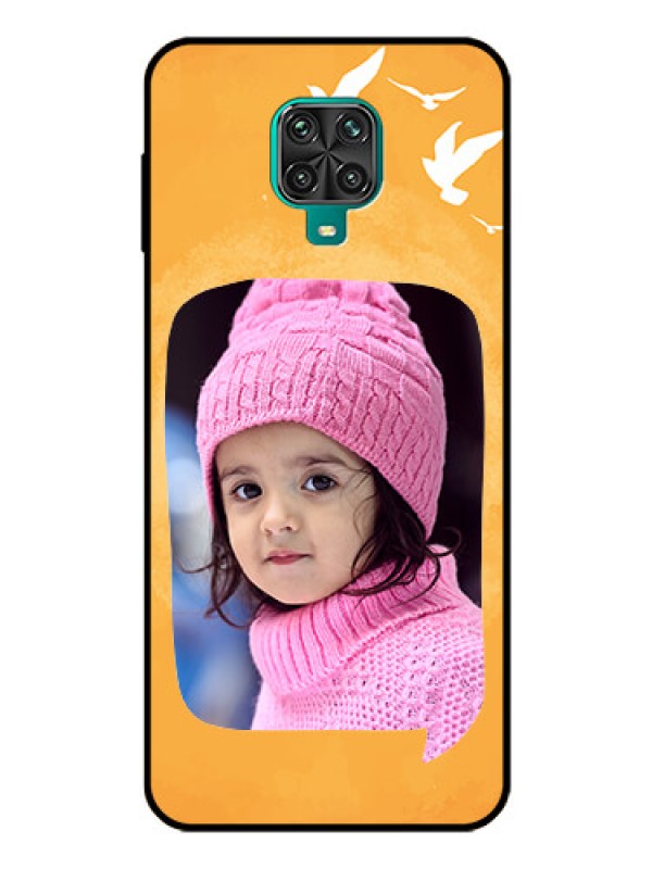 Custom Poco M2 Pro Personalized Glass Phone Case  - Water Color Design with Bird Icons
