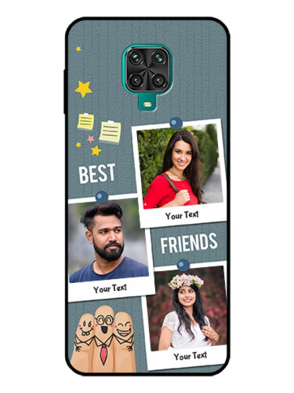 Custom Poco M2 Pro Personalized Glass Phone Case  - Sticky Frames and Friendship Design