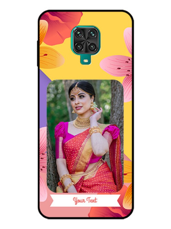 Custom Poco M2 Pro Custom Glass Mobile Case  - 3 Image With Vintage Floral Design