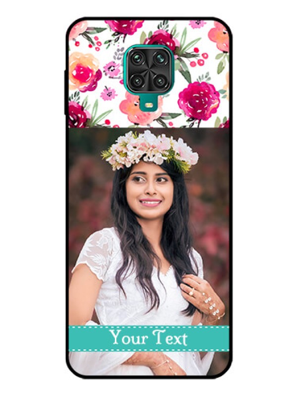 Custom Poco M2 Pro Custom Glass Phone Case  - Watercolor Floral Design