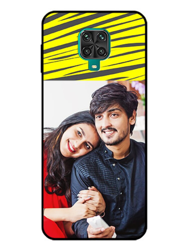 Custom Poco M2 Pro Photo Printing on Glass Case  - Yellow Abstract Design