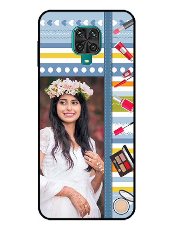 Custom Poco M2 Pro Personalized Glass Phone Case  - Makeup Icons Design