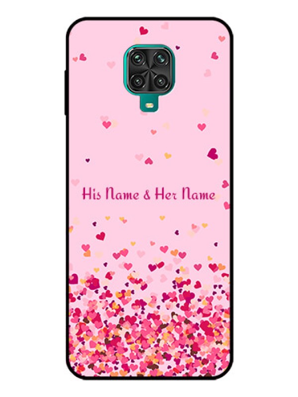 Custom Poco M2 Pro Photo Printing on Glass Case - Floating Hearts Design