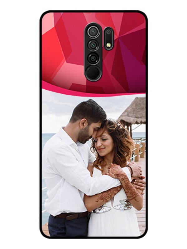 Custom Poco M2 Reloaded Custom Glass Mobile Case  - Red Abstract Design