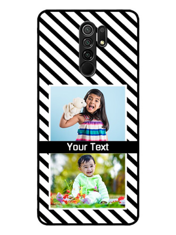Custom Poco M2 Reloaded Photo Printing on Glass Case  - Black And White Stripes Design