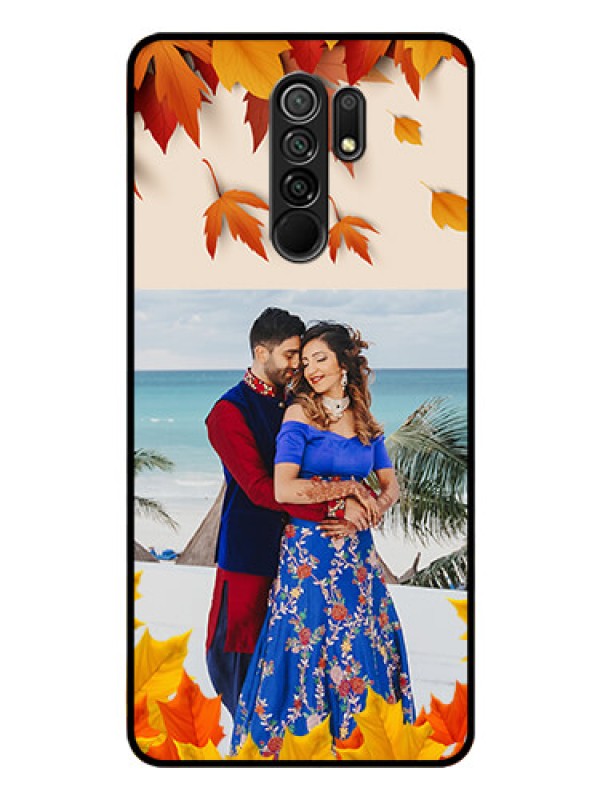 Custom Poco M2 Reloaded Photo Printing on Glass Case  - Autumn Maple Leaves Design