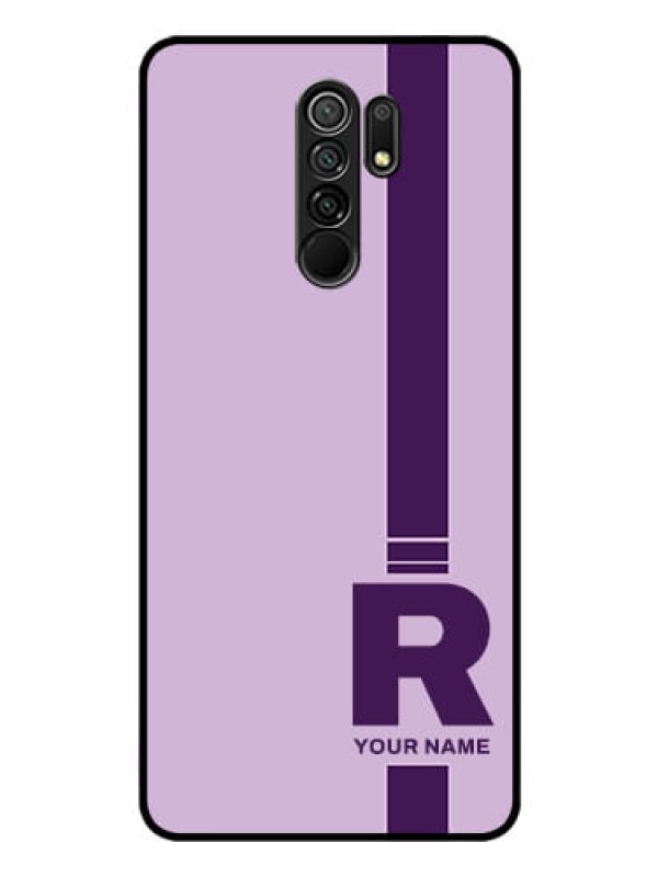 Custom Poco M2 Reloaded Photo Printing on Glass Case - Simple dual tone stripe with name Design