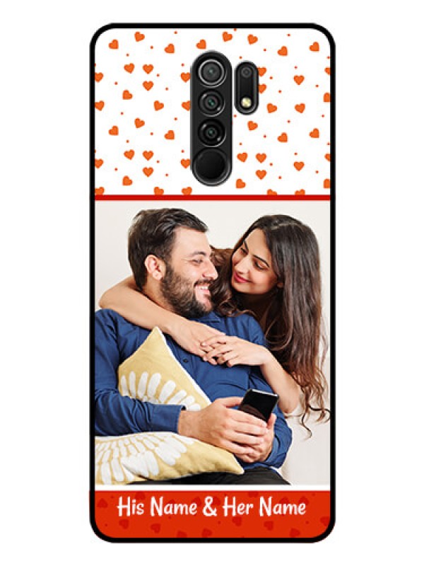 Custom Poco M2 Custom Glass Phone Case  - Orange Love Symbol Design