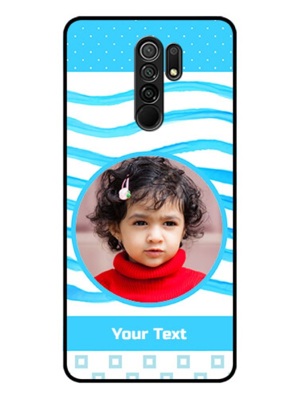 Custom Poco M2 Custom Glass Phone Case  - Simple Blue Case Design