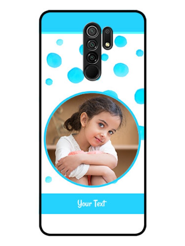 Custom Poco M2 Photo Printing on Glass Case  - Blue Bubbles Pattern Design