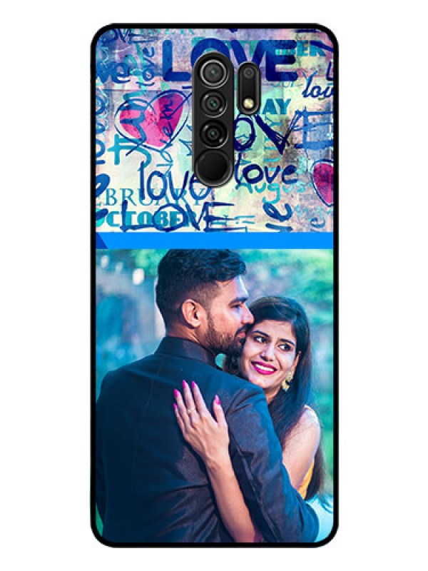 Custom Poco M2 Custom Glass Mobile Case  - Colorful Love Design