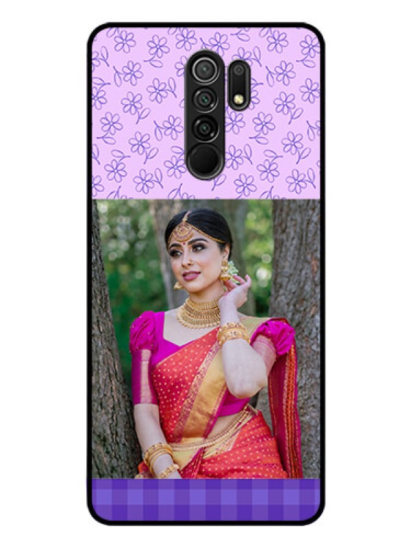 Custom Poco M2 Custom Glass Phone Case  - Purple Floral Design
