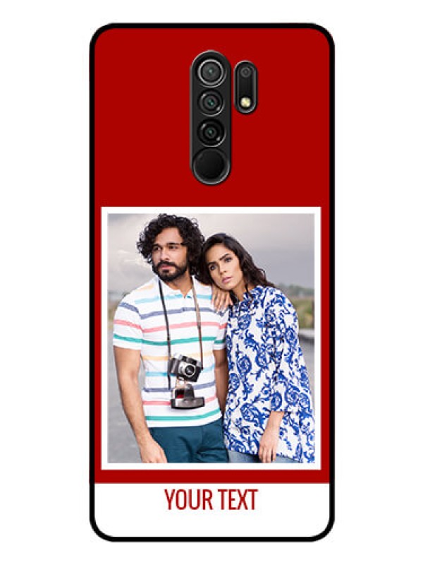 Custom Poco M2 Personalized Glass Phone Case  - Simple Red Color Design