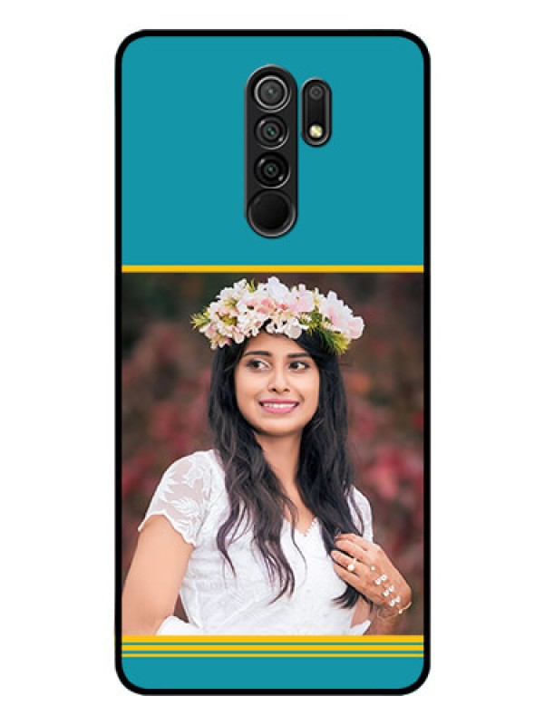 Custom Poco M2 Custom Glass Phone Case  - Yellow & Blue Design 