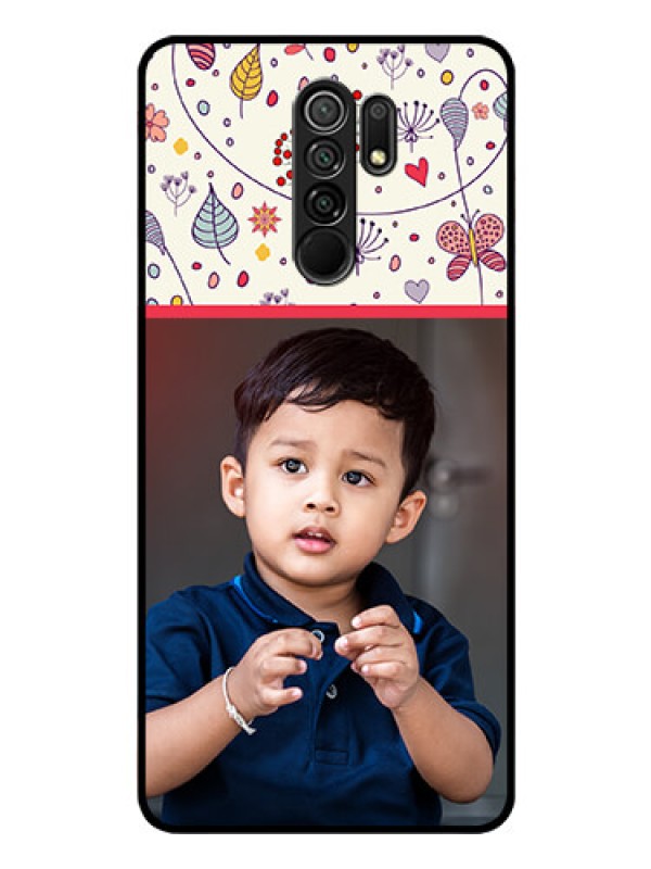 Custom Poco M2 Custom Glass Mobile Case  - Premium Floral Design