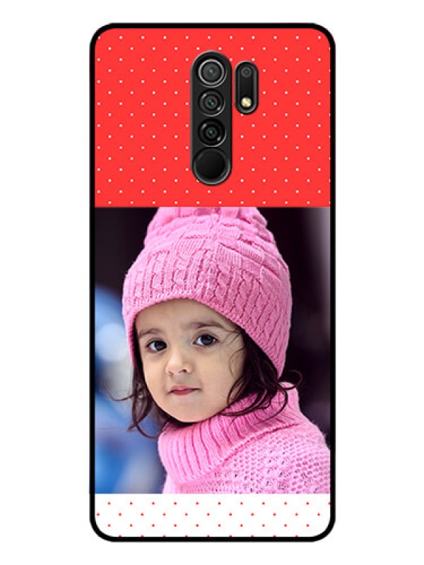 Custom Poco M2 Photo Printing on Glass Case  - Red Pattern Design