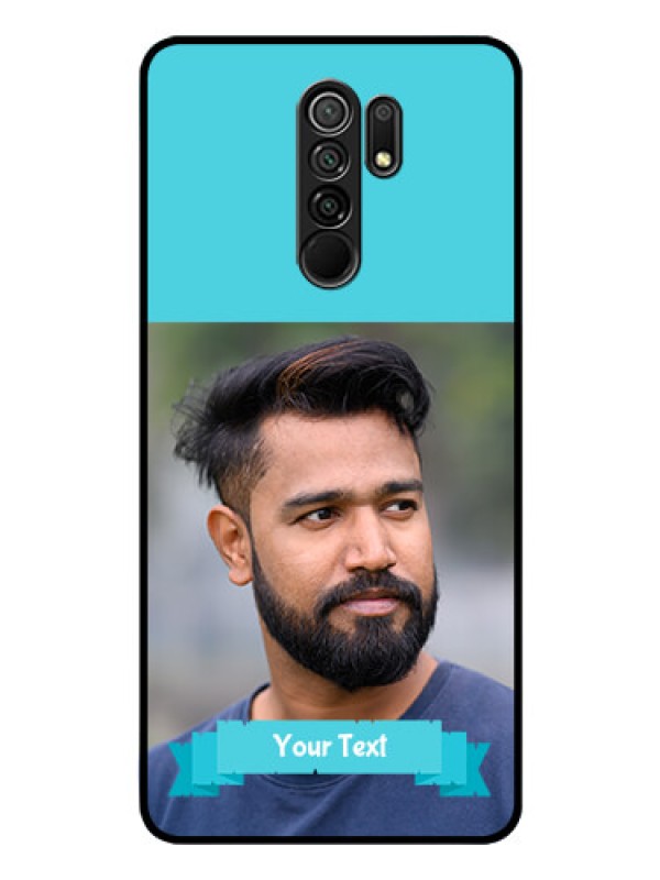 Custom Poco M2 Personalized Glass Phone Case  - Simple Blue Color Design