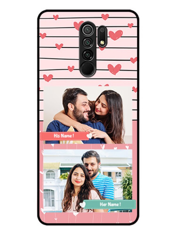 Custom Poco M2 Custom Glass Mobile Case  - Photo with Heart Design