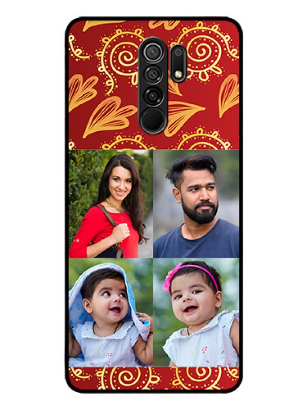 Custom Poco M2 Photo Printing on Glass Case  - 4 Image Traditional Design