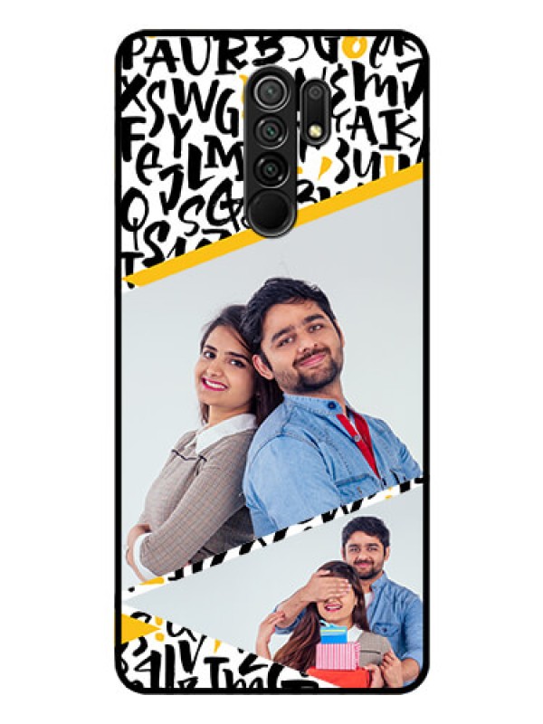 Custom Poco M2 Custom Glass Mobile Case  - Letters Pattern Design