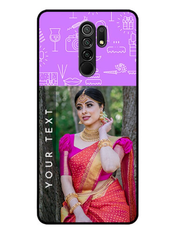 Custom Poco M2 Custom Glass Mobile Case  - Birthday Icons Design