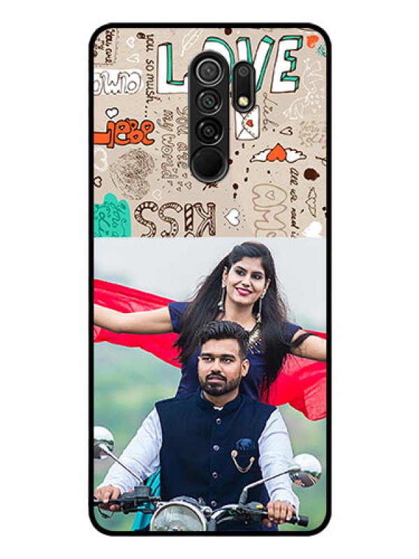 Custom Poco M2 Custom Glass Phone Case  - Love Doodle Pattern 