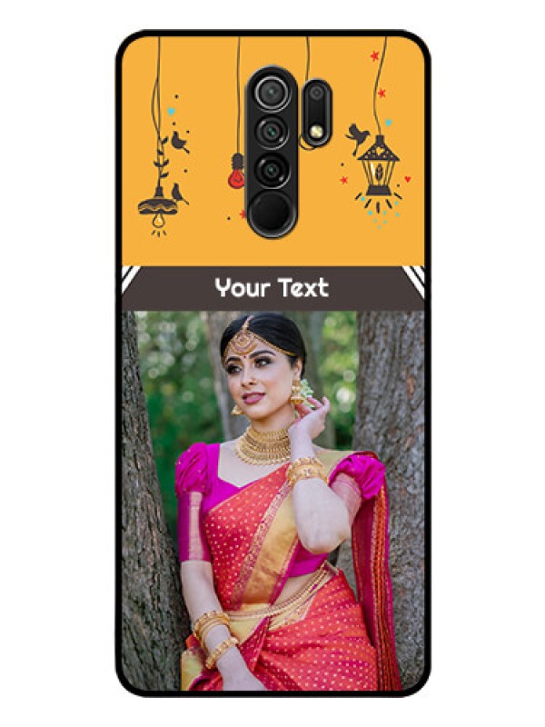 Custom Poco M2 Custom Glass Mobile Case  - with Family Picture and Icons 
