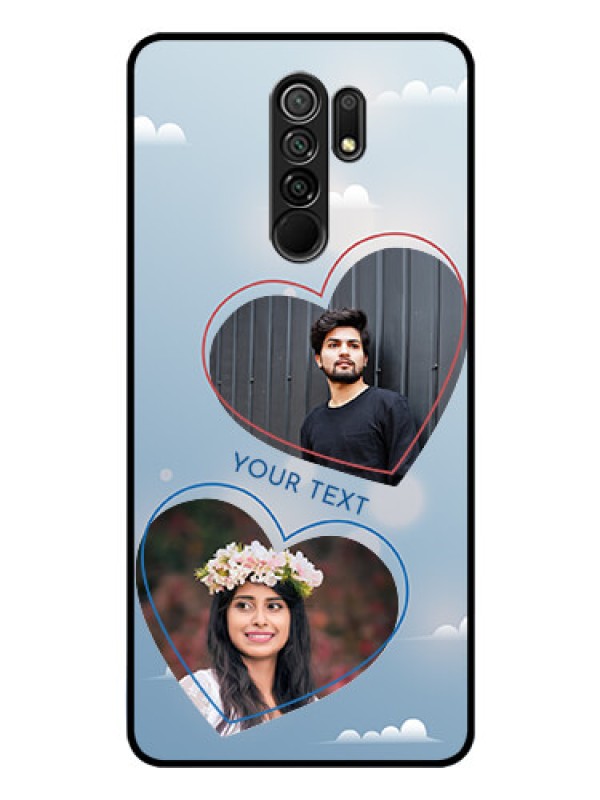 Custom Poco M2 Custom Glass Mobile Case  - Blue Color Couple Design 