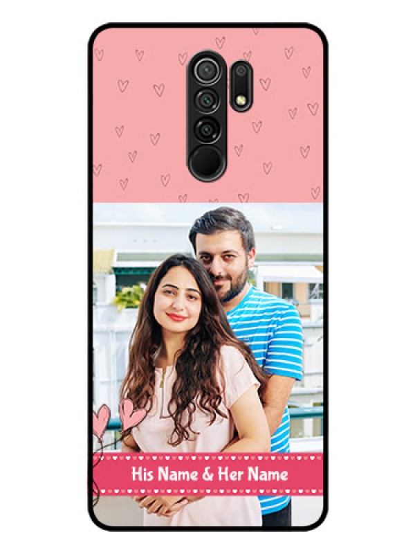 Custom Poco M2 Personalized Glass Phone Case  - Love Design Peach Color