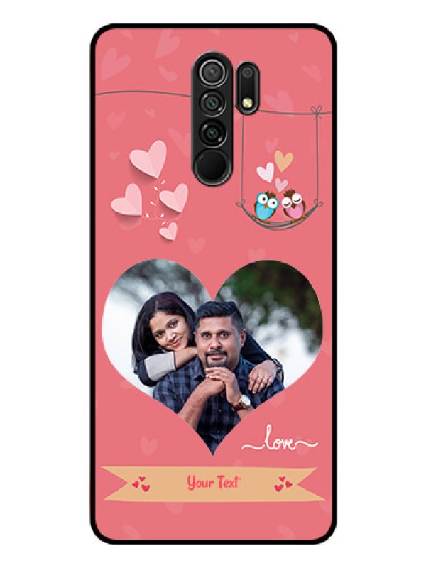 Custom Poco M2 Personalized Glass Phone Case  - Peach Color Love Design 