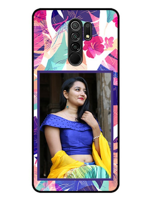 Custom Poco M2 Custom Glass Mobile Case  - Abstract Floral Design