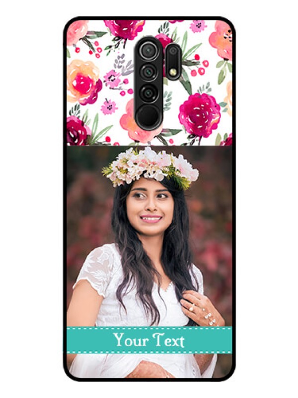 Custom Poco M2 Custom Glass Phone Case  - Watercolor Floral Design